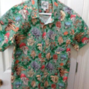 Crescent Creepers Anthropomorphic Magic Mushrooms Men's Button Down Shirt M